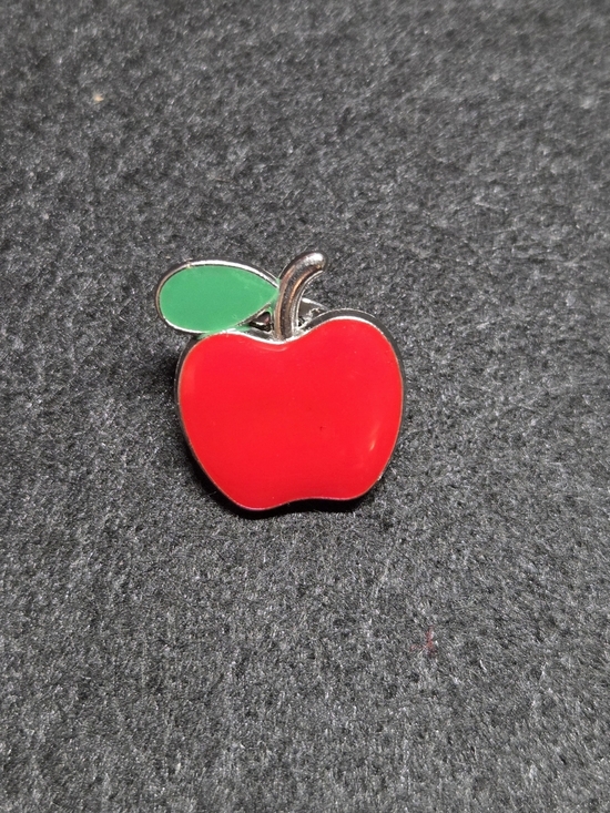 Accessories - **Red Apple Enamel Pin with Green Leaf**